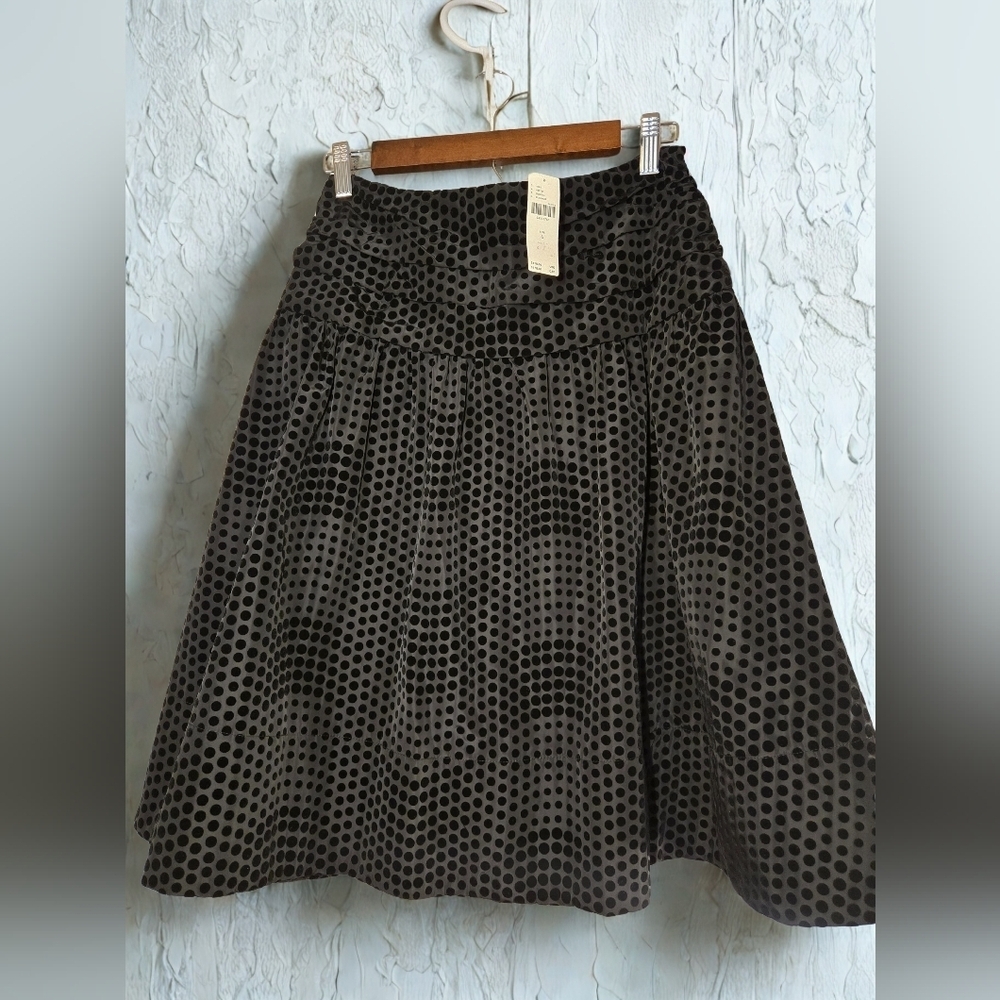 Women's Maeve Black Polka Dot A-Line Skirt Size 6 - Picture 2 of 6